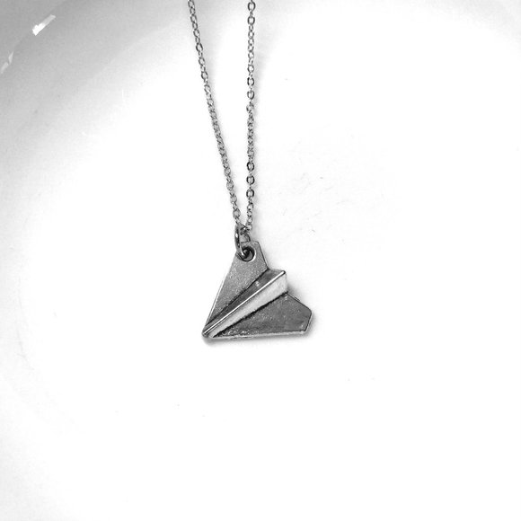Miniature Paper Plane Origami Charm Necklace - Picture 2 of 3